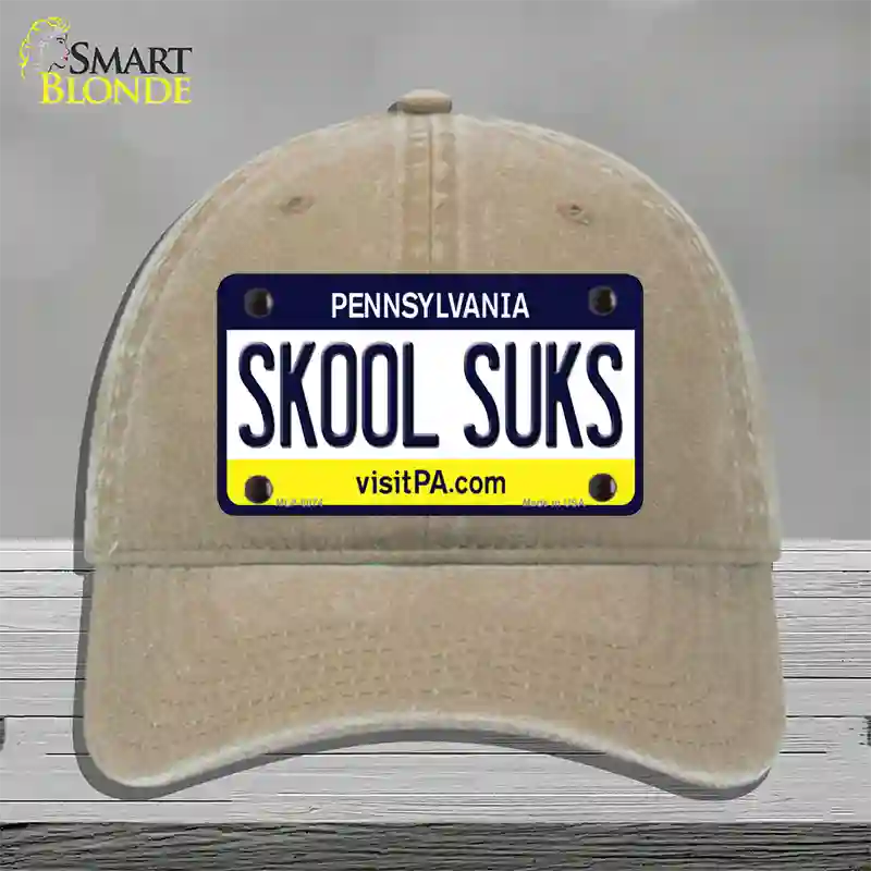 Skool Suks Pennsylvania State Novelty License Plate Hat Unconstructed Cotton / Khaki