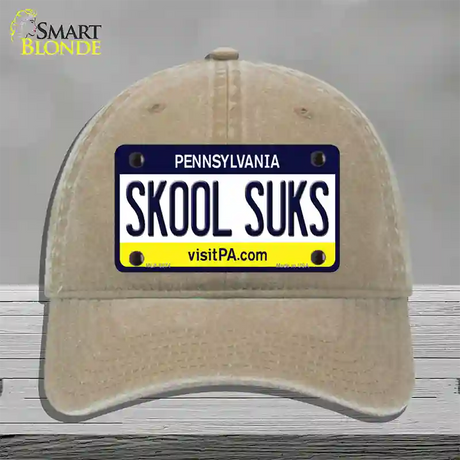 Skool Suks Pennsylvania State Novelty License Plate Hat Unconstructed Cotton / Khaki