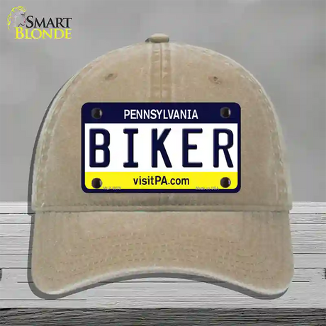 Biker Pennsylvania State Novelty License Plate Hat Unconstructed Cotton / Khaki