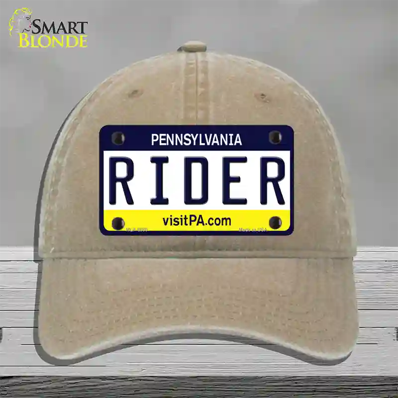 Rider Pennsylvania State Novelty License Plate Hat Unconstructed Cotton / Khaki