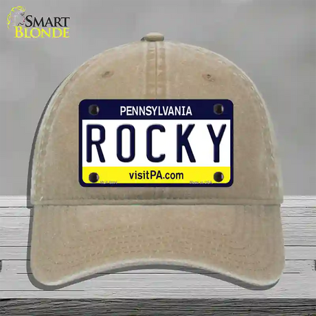 Rocky Pennsylvania State Novelty License Plate Hat Unconstructed Cotton / Khaki