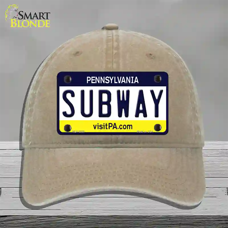 Subway Pennsylvania State Novelty License Plate Hat Unconstructed Cotton / Khaki