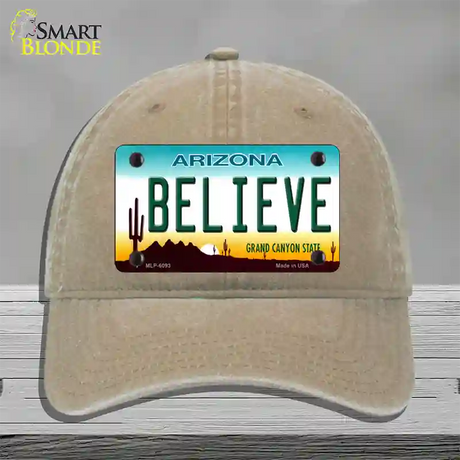 Arizona Believe Novelty License Plate Hat Unconstructed Cotton / Khaki