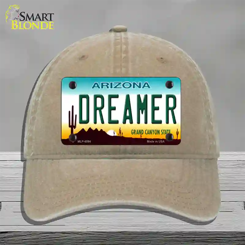 Arizona Dreamer Novelty License Plate Hat Unconstructed Cotton / Khaki