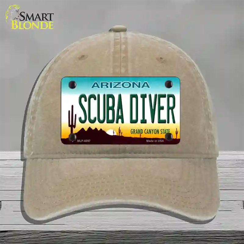 Arizona Scuba Diver Novelty License Plate Hat Unconstructed Cotton / Khaki
