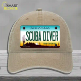 Arizona Scuba Diver Novelty License Plate Hat Unconstructed Cotton / Khaki