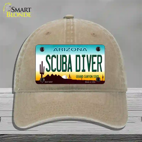 Arizona Scuba Diver Novelty License Plate Hat Unconstructed Cotton / Khaki