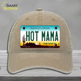 Arizona Hot Mama Novelty License Plate Hat Unconstructed Cotton / Khaki