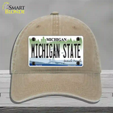 Michigan State Novelty License Plate Hat Unconstructed Cotton / Khaki