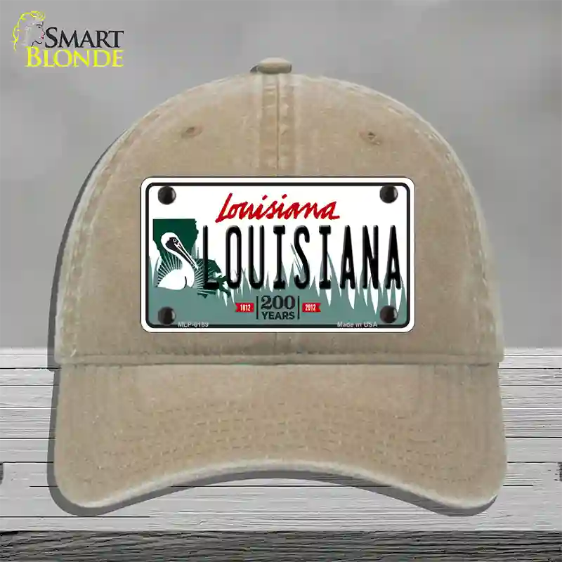 Louisiana Novelty License Plate Hat Unconstructed Cotton / Khaki