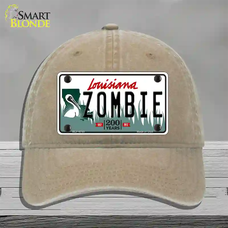 Zombie Louisiana Novelty License Plate Hat Unconstructed Cotton / Khaki