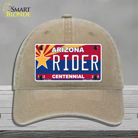Arizona Centennial Rider Novelty License Plate Hat Unconstructed Cotton / Khaki
