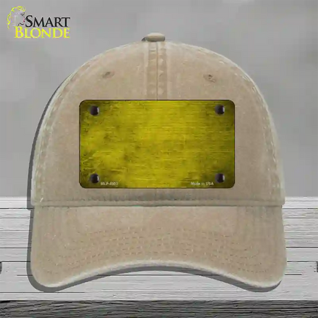 Yellow Oil Rubbed Solid Novelty License Plate Hat Unconstructed Cotton / Khaki