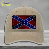 Confederate Flag Foiled Novelty License Plate Hat Unconstructed Cotton / Khaki