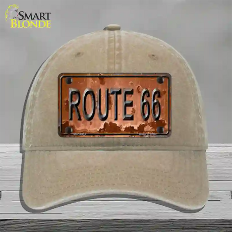 Route 66 Rusty Novelty License Plate Hat Unconstructed Cotton / Khaki
