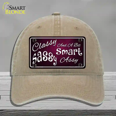 Classy Sassy Novelty License Plate Hat Unconstructed Cotton / Khaki