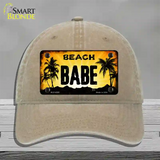 Beach Babe Novelty License Plate Hat Unconstructed Cotton / Khaki
