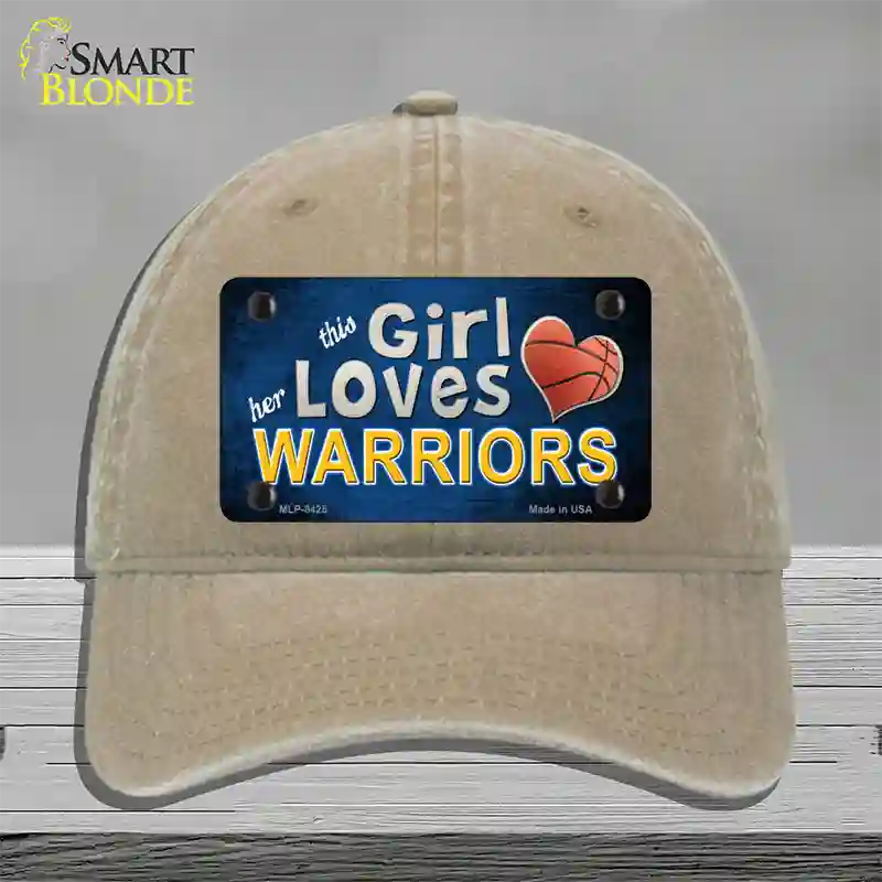 This Girl Loves Her Warriors Novelty License Plate Hat Unconstructed Cotton / Khaki