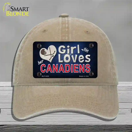 This Girl Loves Her Canadiens Novelty License Plate Hat Unconstructed Cotton / Khaki