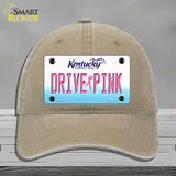 Drive Pink Kentucky Novelty License Plate Hat Unconstructed Cotton / Khaki