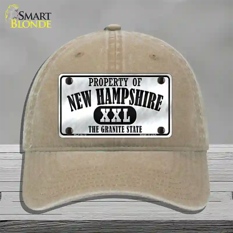 Property Of New Hampshire Novelty License Plate Hat Unconstructed Cotton / Khaki