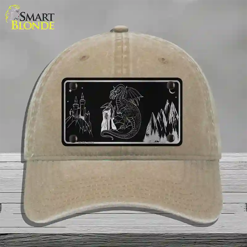 Wizards And Dragons Black Brushed Chrome Novelty License Plate Hat Unconstructed Cotton / Khaki