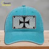 Maltese Cross Novelty License Plate Hat Unconstructed Cotton / Lake Blue
