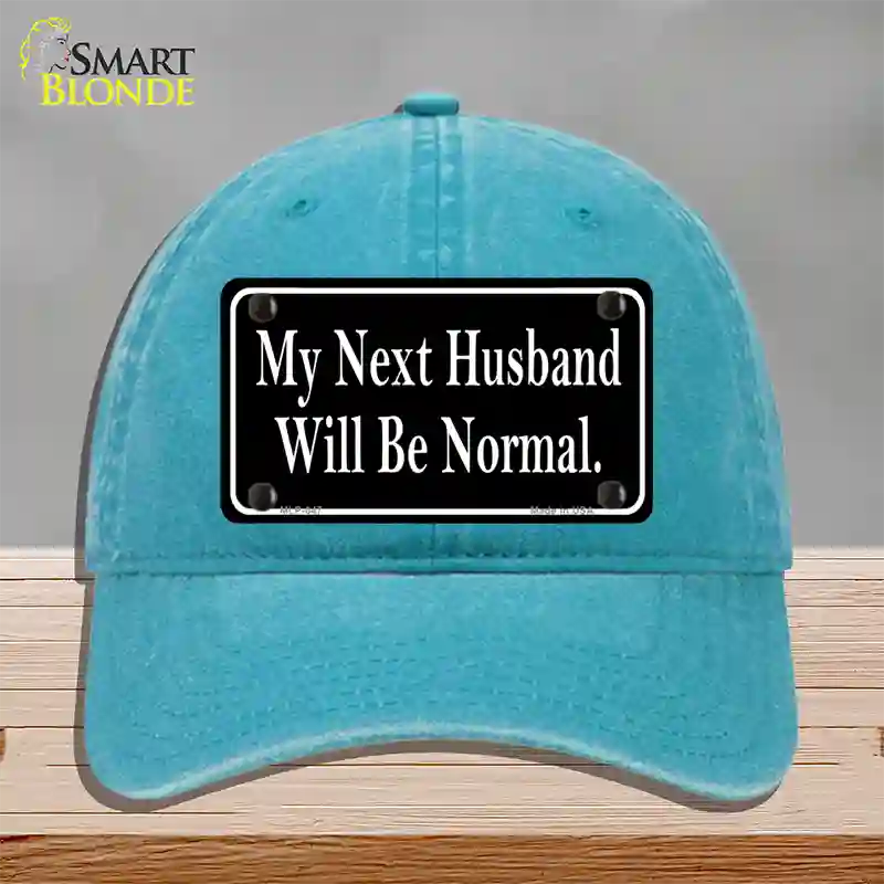 My Next Husband Novelty License Plate Hat Unconstructed Cotton / Lake Blue