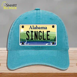 Single Alabama Novelty License Plate Hat Unconstructed Cotton / Lake Blue