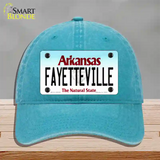Fayetteville Arkansas Novelty License Plate Hat Unconstructed Cotton / Lake Blue