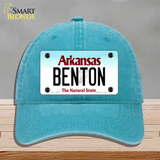 Benton Arkansas Novelty License Plate Hat Unconstructed Cotton / Lake Blue