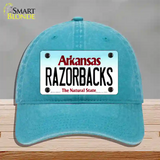 Razorbacks Arkansas Novelty License Plate Hat Unconstructed Cotton / Lake Blue