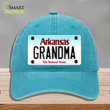 Grandma Arkansas Novelty License Plate Hat Unconstructed Cotton / Lake Blue