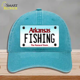 Fishing Arkansas Novelty License Plate Hat Unconstructed Cotton / Lake Blue