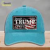 Trump 2024 Novelty License Plate Hat Unconstructed Cotton / Lake Blue