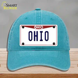 Ohio Maroon Novelty License Plate Hat Unconstructed Cotton / Lake Blue