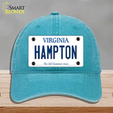 Hampton Virginia Novelty License Plate Hat Unconstructed Cotton / Lake Blue