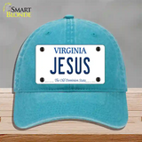 Jesus Virginia Novelty License Plate Hat Unconstructed Cotton / Lake Blue