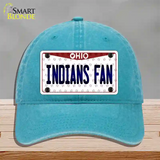 Indians Fan Ohio Novelty License Plate Hat Unconstructed Cotton / Lake Blue