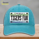 Tigers Fan Michigan Novelty License Plate Hat Unconstructed Cotton / Lake Blue