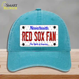 Red Sox Fan Massachusetts Novelty License Plate Hat Unconstructed Cotton / Lake Blue