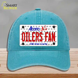 Oilers Fan Alberta Novelty License Plate Hat Unconstructed Cotton / Lake Blue