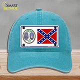 Confederate Flag South Carolina Seal Novelty License Plate Hat Unconstructed Cotton / Lake Blue