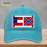 Confederate Robert E Lee Flag Novelty License Plate Hat Unconstructed Cotton / Lake Blue