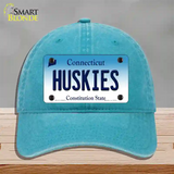 Huskies Connecticut Novelty License Plate Hat Unconstructed Cotton / Lake Blue