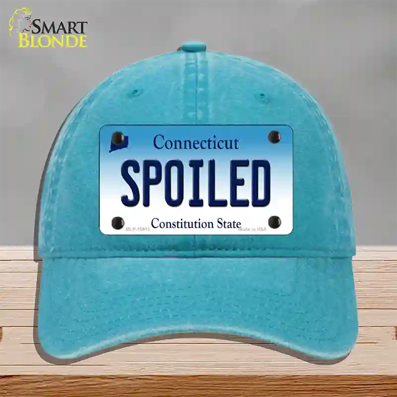 Spoiled Connecticut Novelty License Plate Hat Unconstructed Cotton / Lake Blue