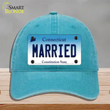 Married Connecticut Novelty License Plate Hat Unconstructed Cotton / Lake Blue