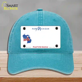 Pure Michigan Proud To Be American Novelty License Plate Hat Unconstructed Cotton / Lake Blue