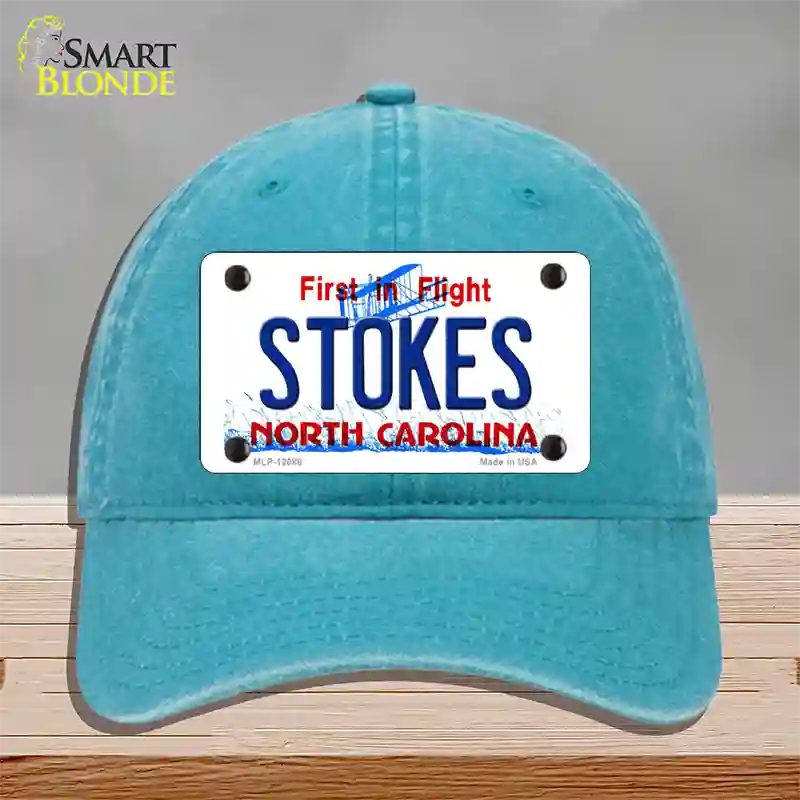 Stokes North Carolina State Novelty License Plate Hat Unconstructed Cotton / Lake Blue