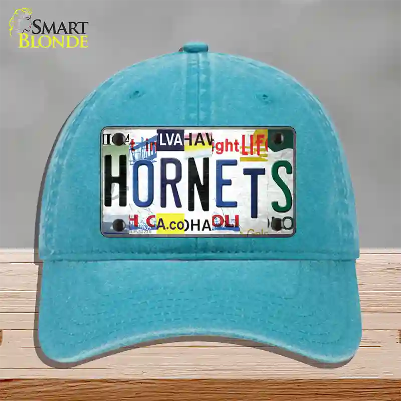 Hornets Strip Art Novelty License Plate Hat Tag Unconstructed Cotton Lake Blue